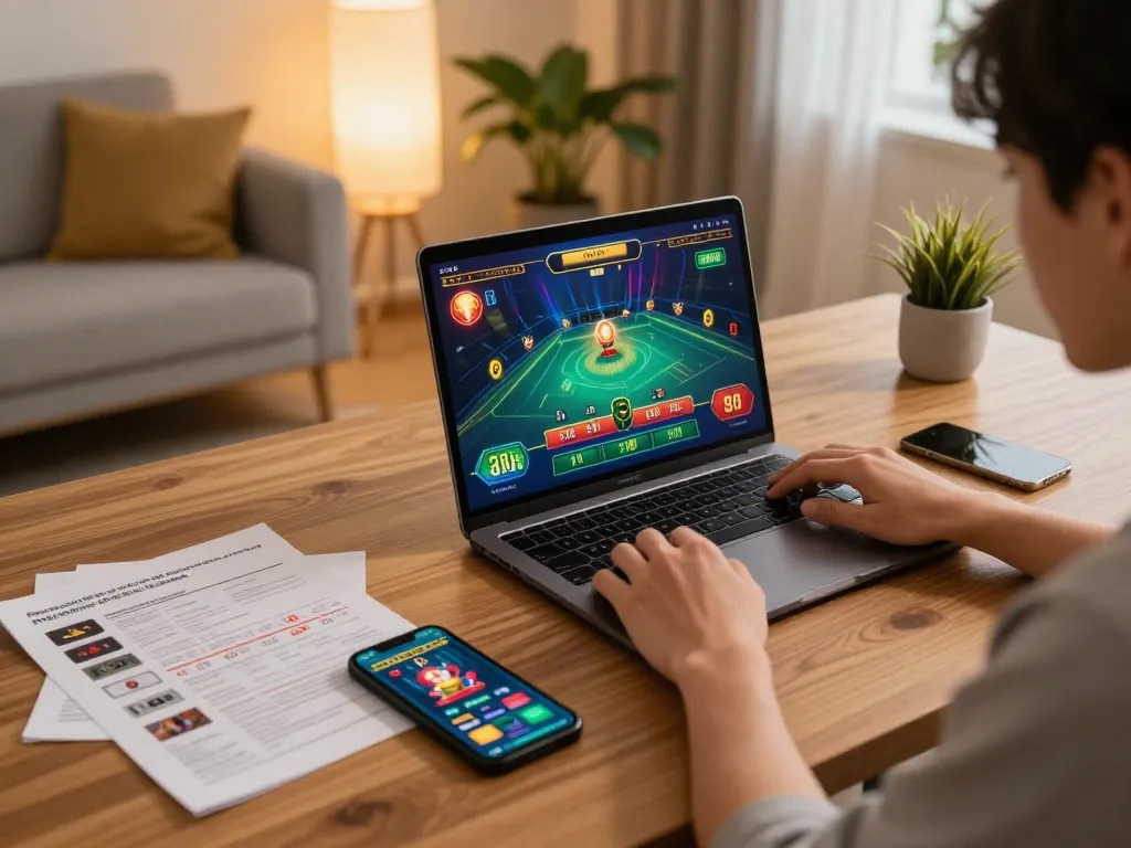 Player immersed in online casino gaming on 78winbizcom, showcasing excitement and strategic gameplay.