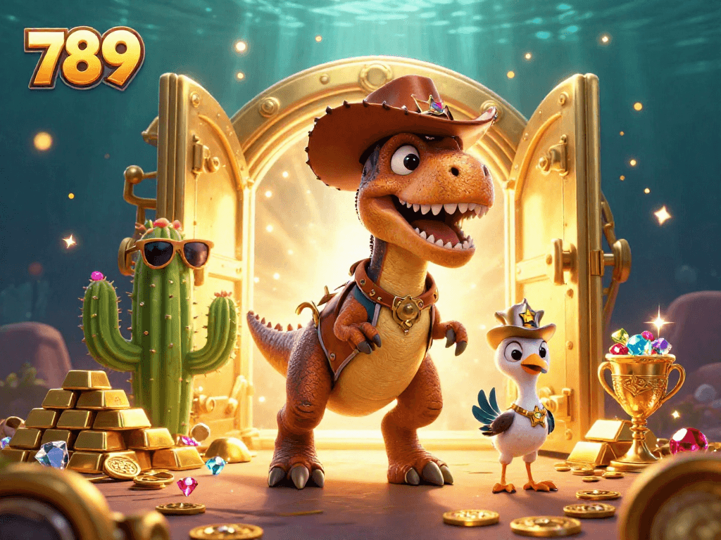Experience exciting gameplay at 789 casino with vibrant treasures and captivating characters in a dynamic scene!
