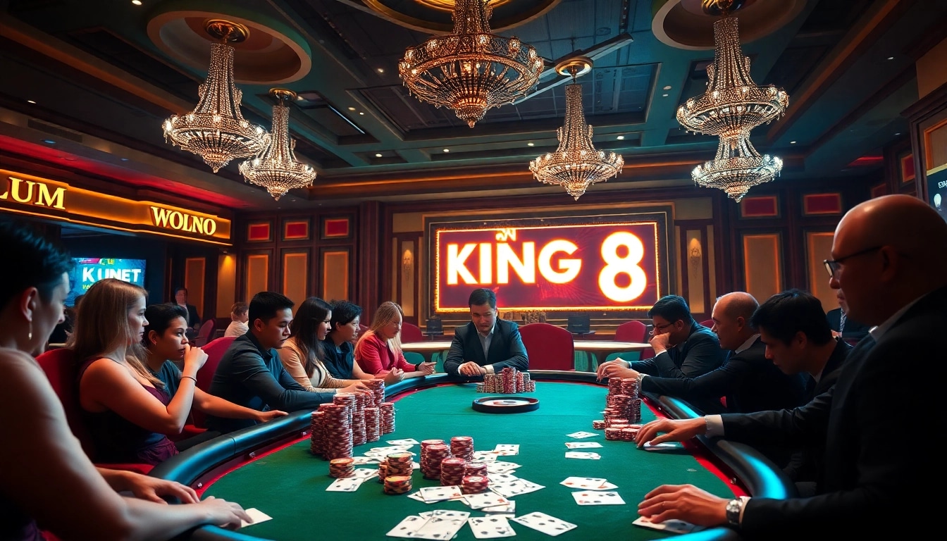 Experience the thrill of ĐĂNG KÝ B8 at a luxurious casino poker table filled with excitement.