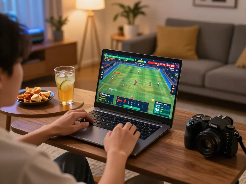 Enjoy an exciting đá gà thomo match live on a laptop, showcasing strategic gameplay.