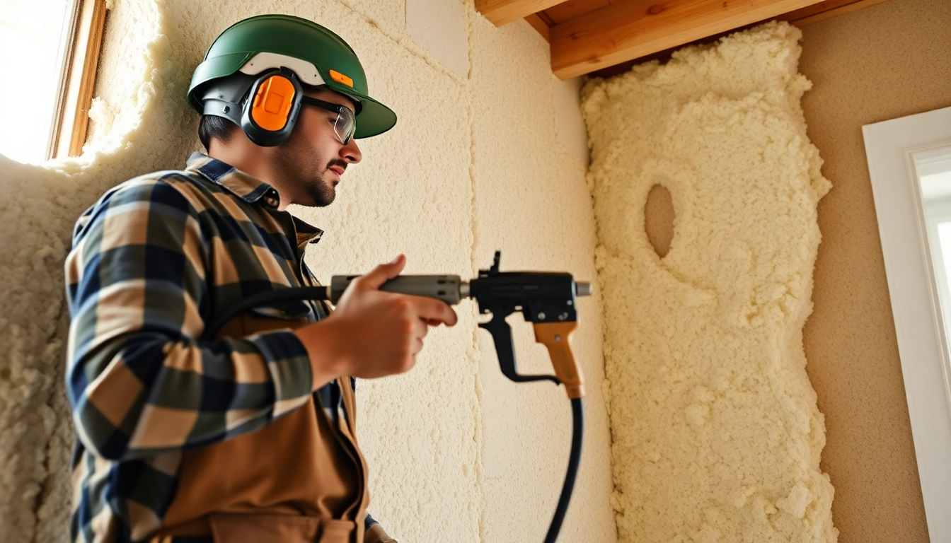Remove spray foam insulation from residential walls with a professional contractor and clean workspace.