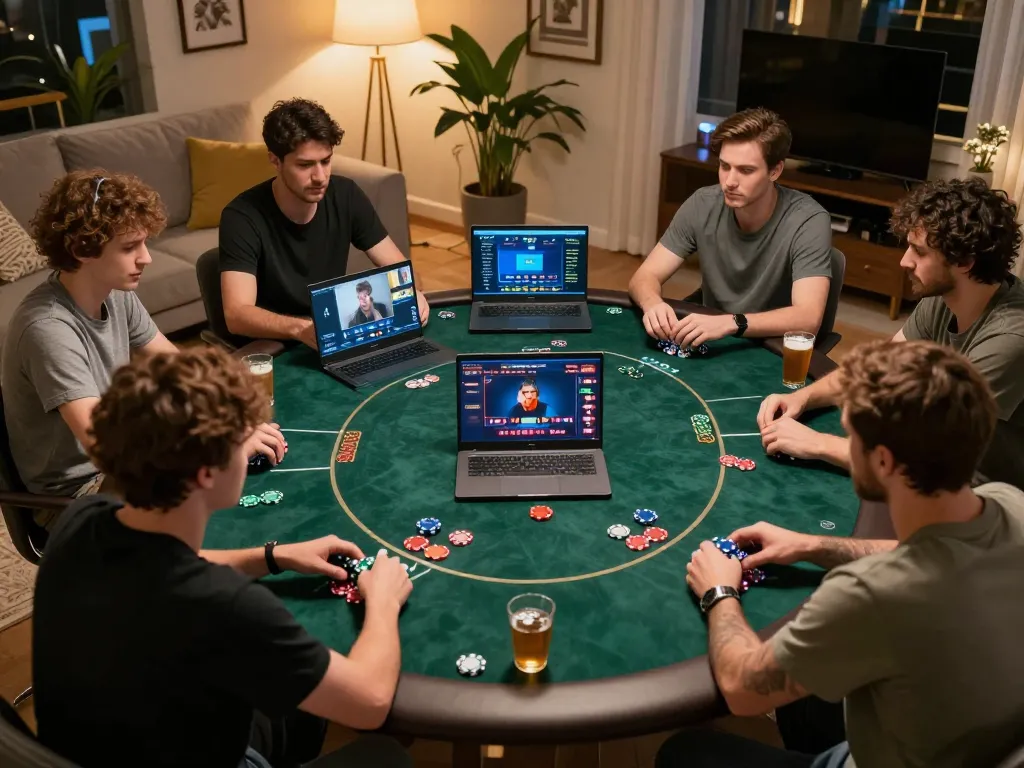 Engaged players strategizing during an online poker session on 789club, showcasing competitive atmosphere.
