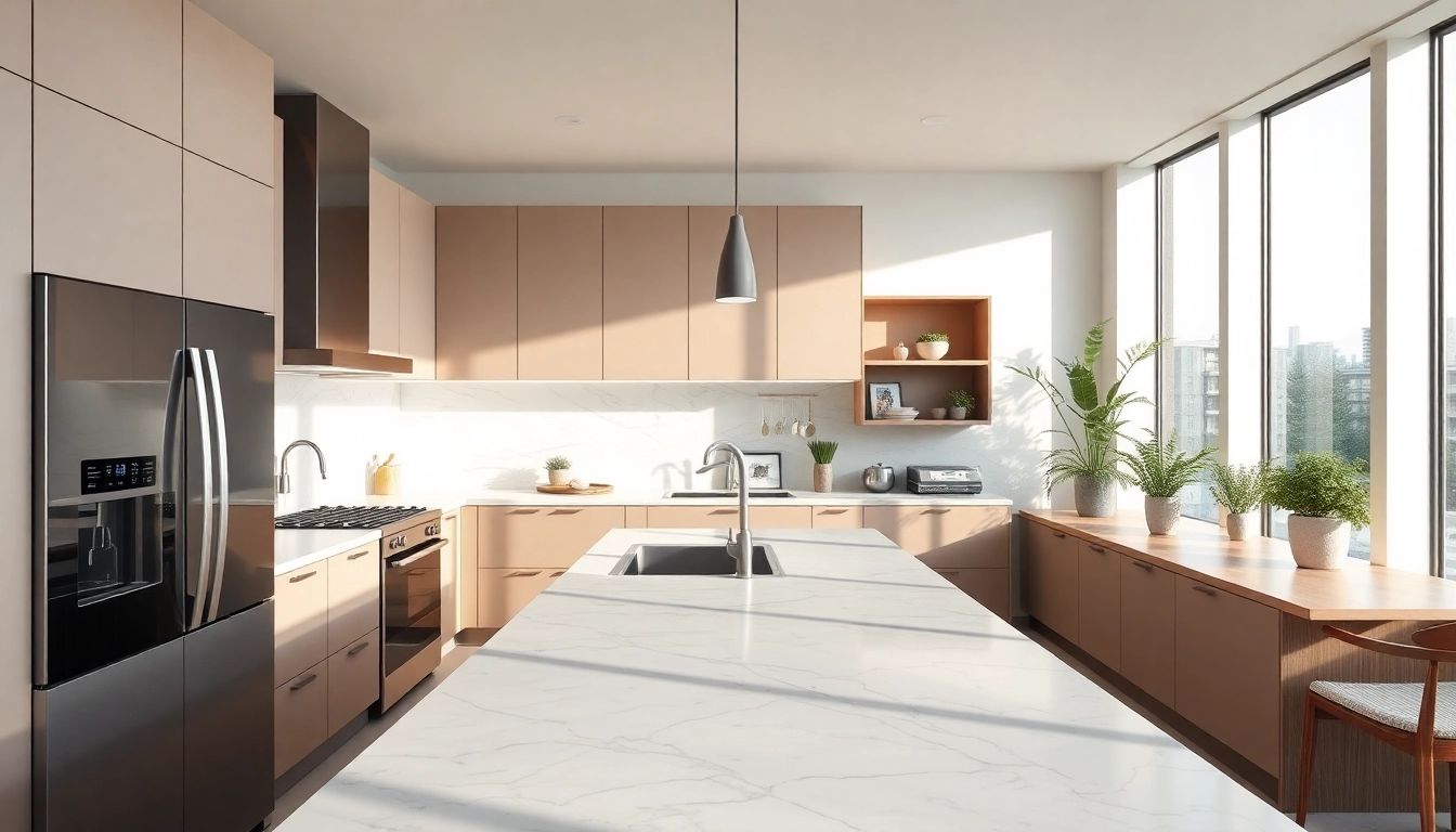 Captivating modern kitchen showcasing home renovations vancouver with sleek cabinets and natural lighting.