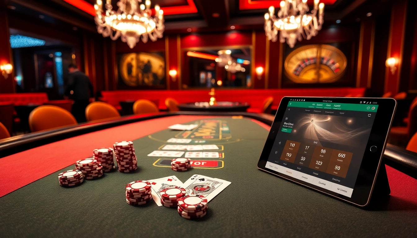 Engaging casino experience at nhà cái 789bet showcasing blackjack table and roulette wheel.