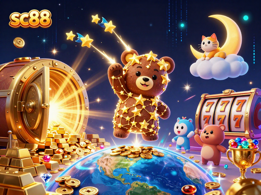 Win big with sc88's exciting 3D casino scene full of treasures and entertaining characters.