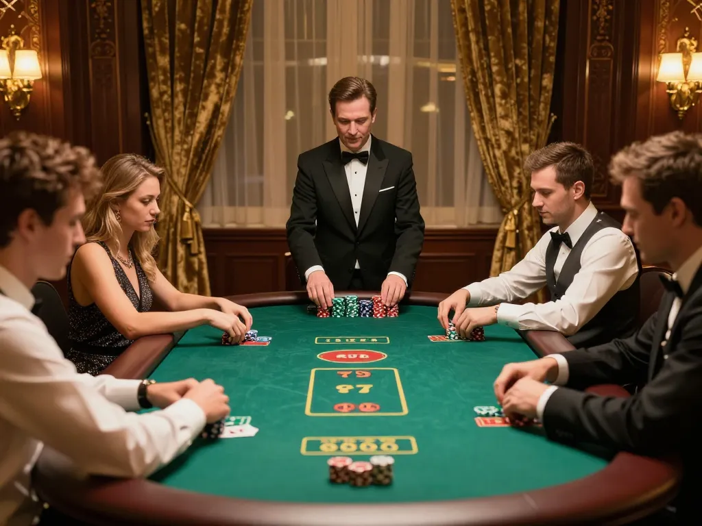 Players strategizing at a premium poker table in tg88's luxurious poker room