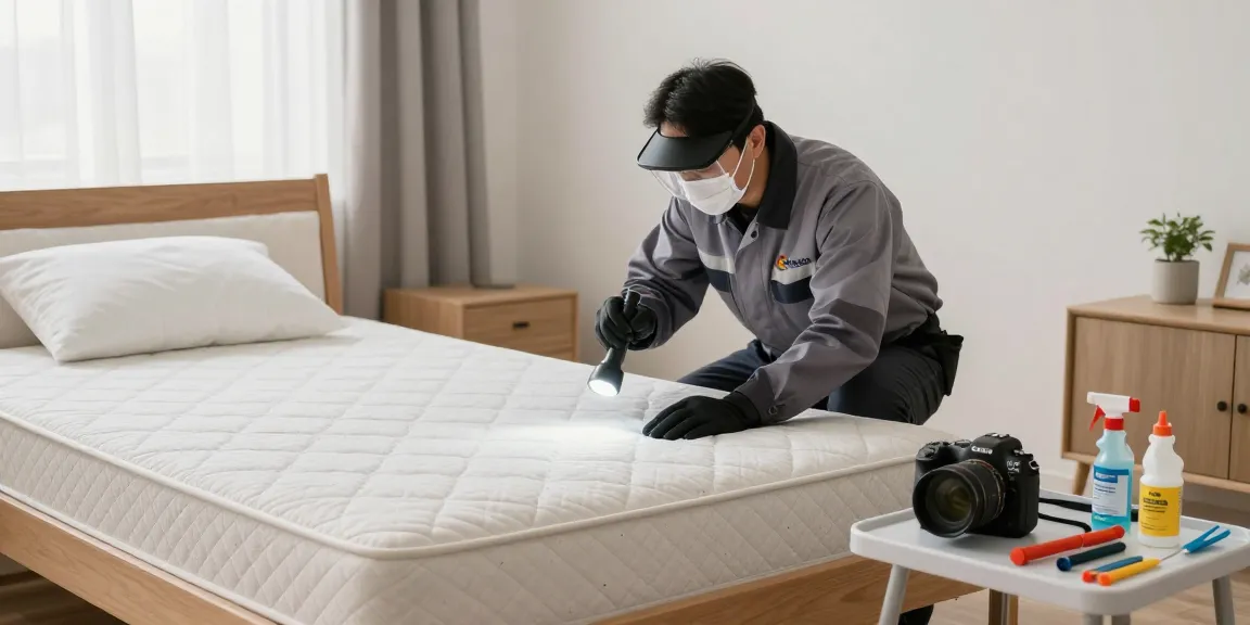 Professional bed bug exterminators inspecting a bedroom for infestations, ensuring safety and comfort.