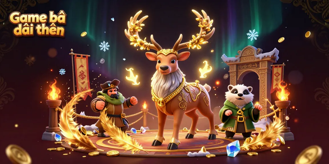 Engage in the excitement of Game bài đổi thưởng with a vivid 3D illustration showcasing mythical creatures and dynamic gambling elements.