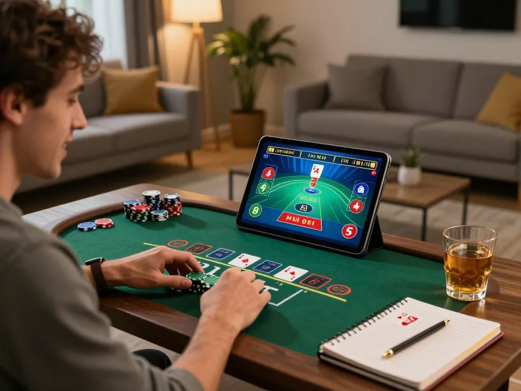 Experience TA88 online blackjack strategies in a cozy home gaming setup.