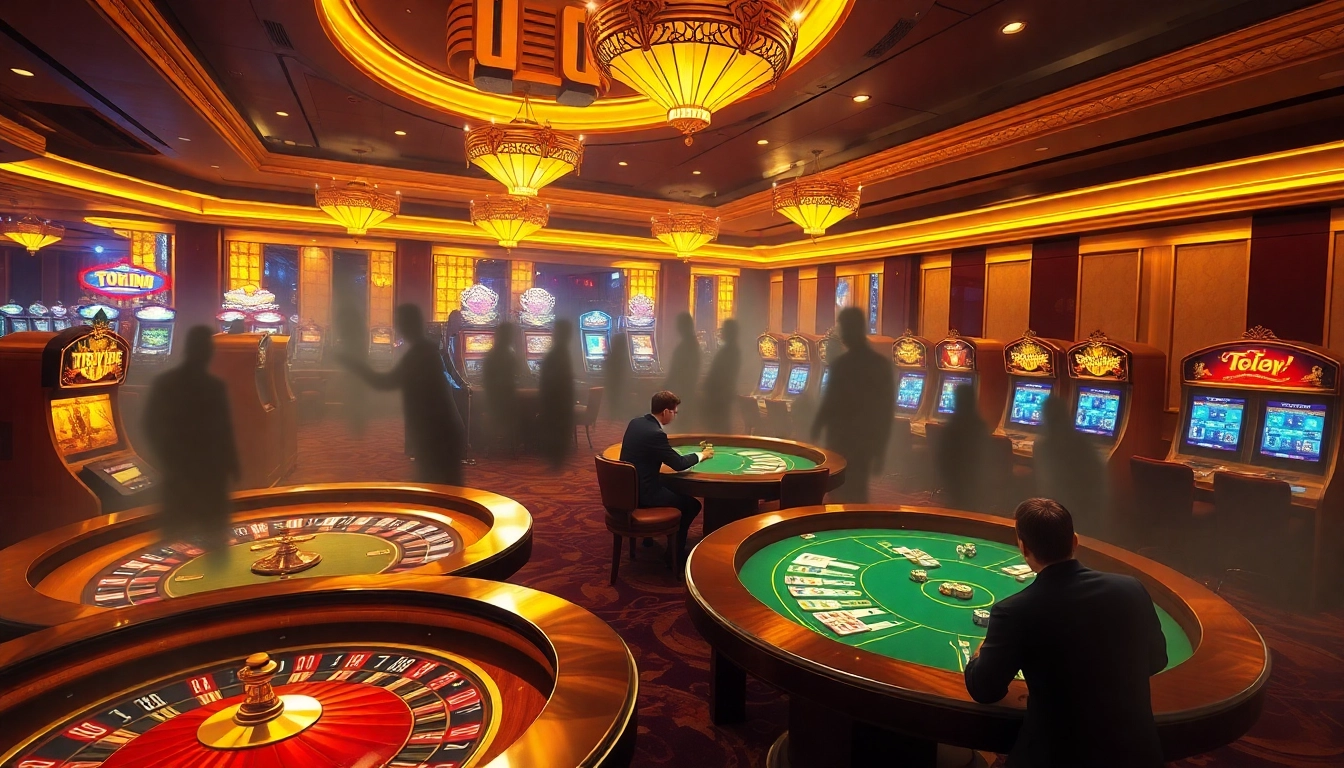 Engaging gamblers in a Truyên ma-themed casino environment with vibrant gaming elements.