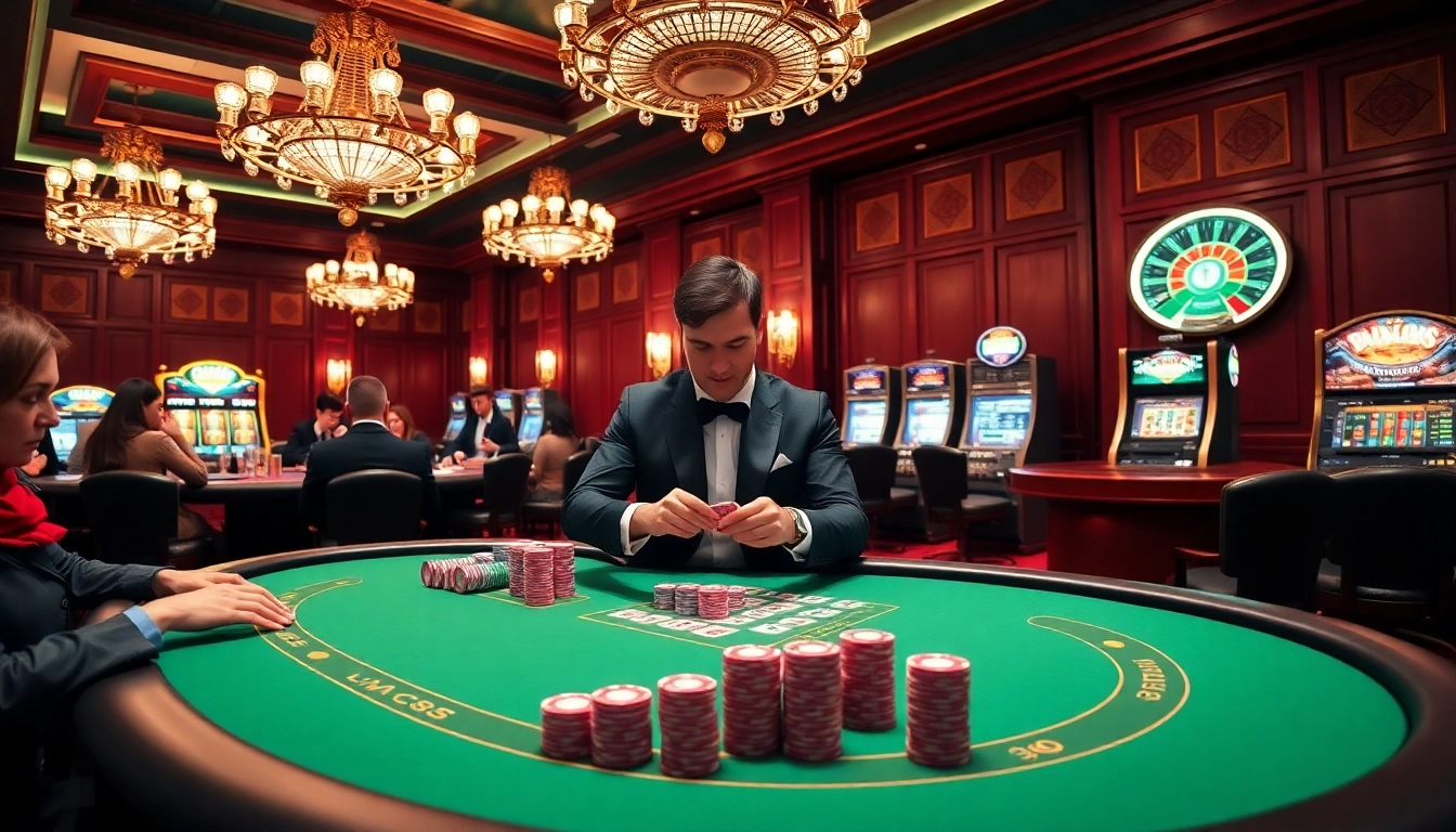 Engaging players compete at a stylish poker table at king88 vina casino, showcasing excitement and professionalism.