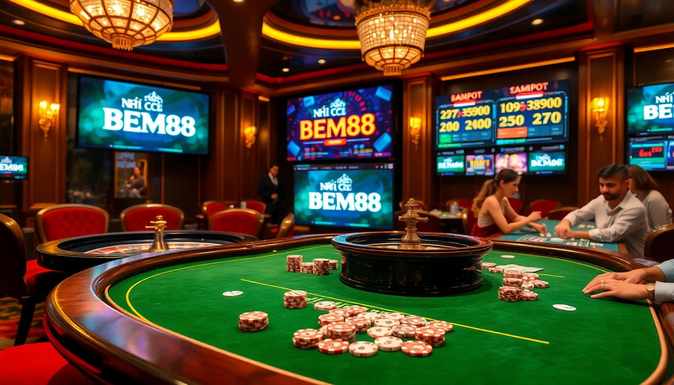 Experience the thrill of NHÀ CÁI BEM88 with exciting gaming action at a luxurious casino.