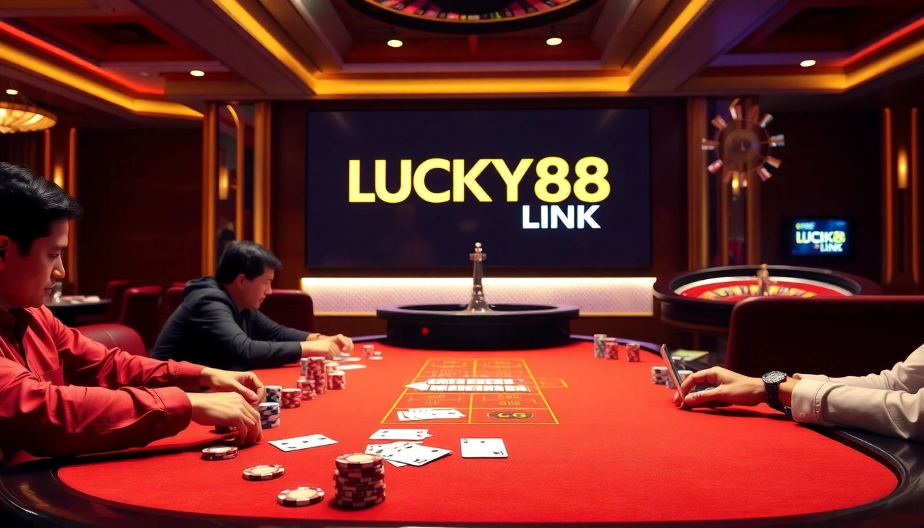 Experience the excitement of gambling with the LUCKY88 LINK at a luxurious casino gaming table.
