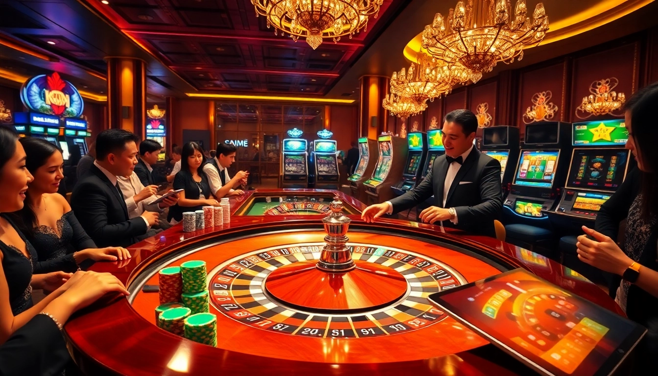Experience the thrill of gaming at https://bem88.com with players engaging at a high-stakes roulette table.