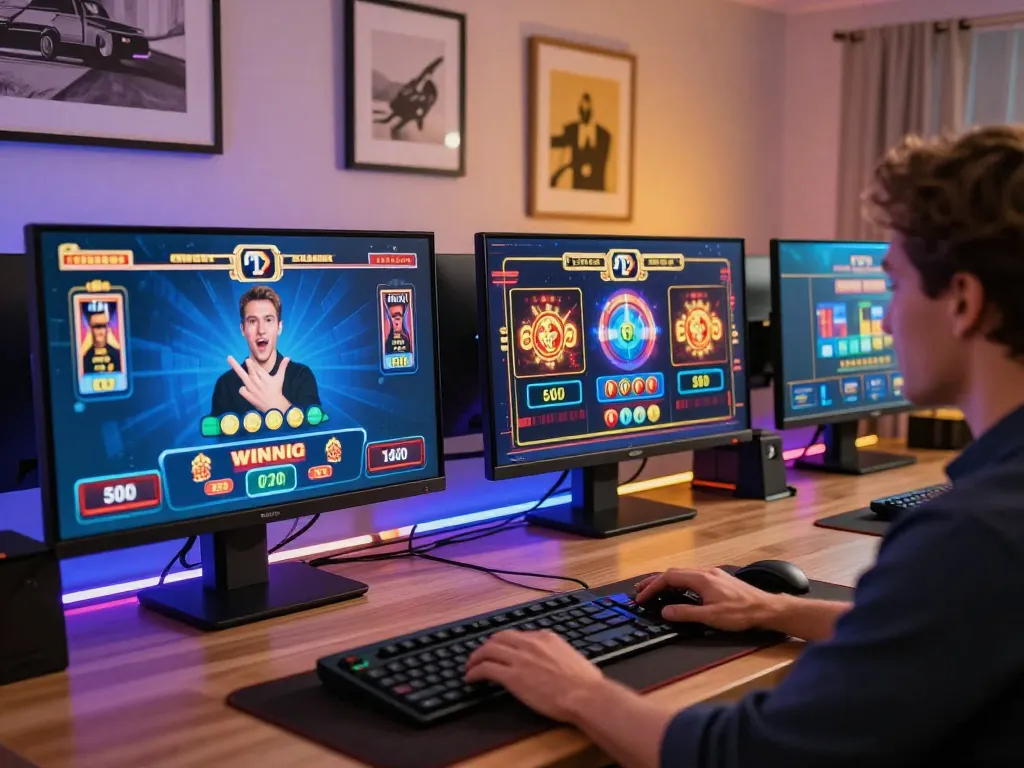 Player celebrates a win at HBET online casino with live dealer games and strategic gameplay.