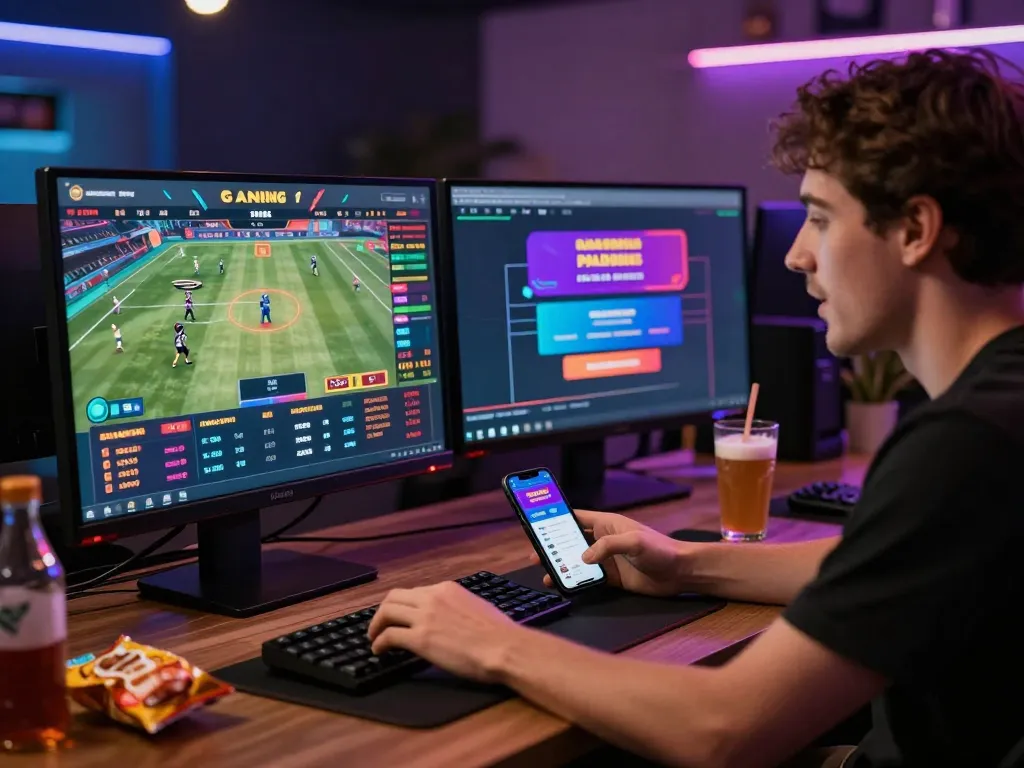 Interactive online betting experience on fabet platform with user engaged in live sports betting.
