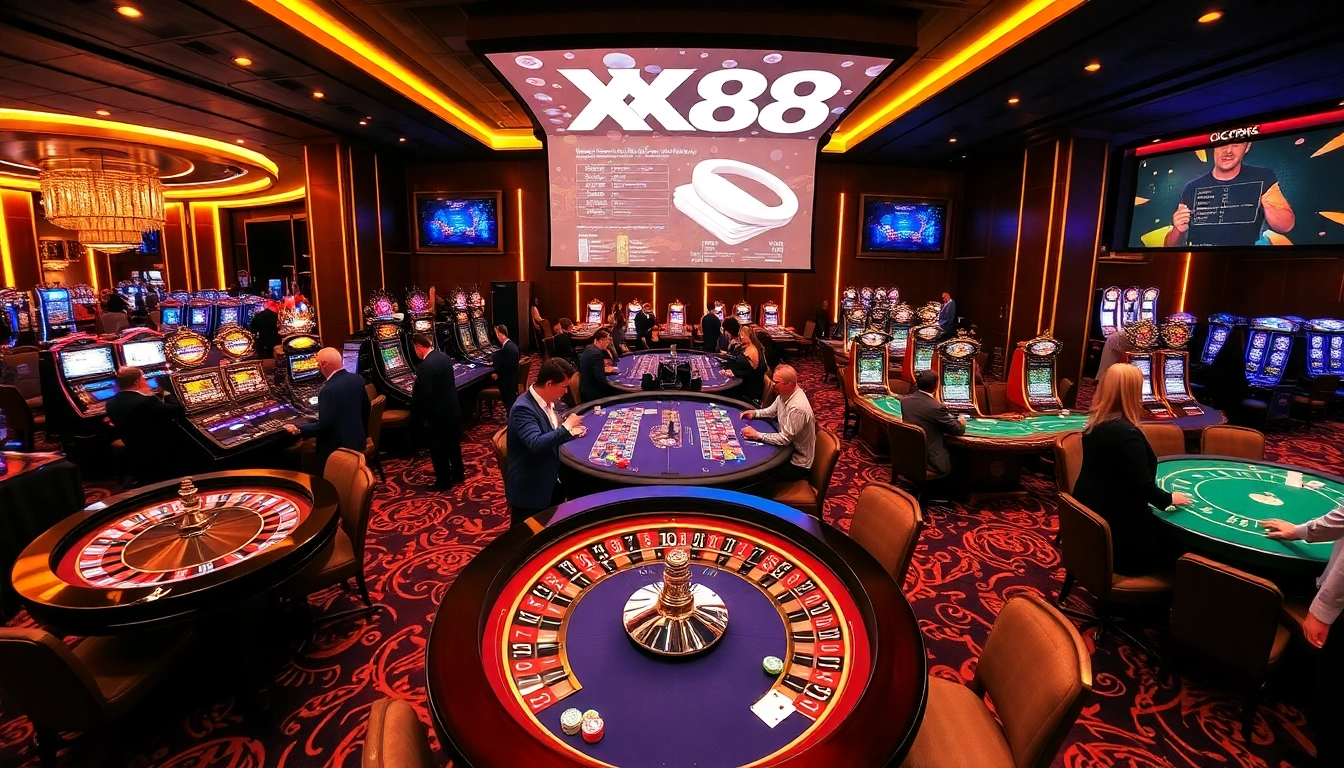 Experience luxury gameplay at XX88 Casino with roulette, poker tables, and online gambling.