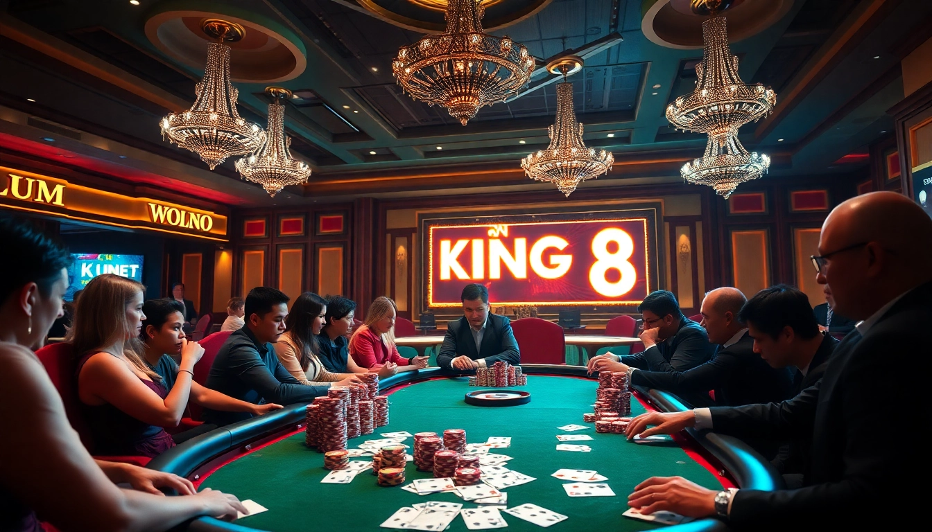 Experience the thrill of ĐĂNG KÝ B8 at a luxurious casino poker table filled with excitement.