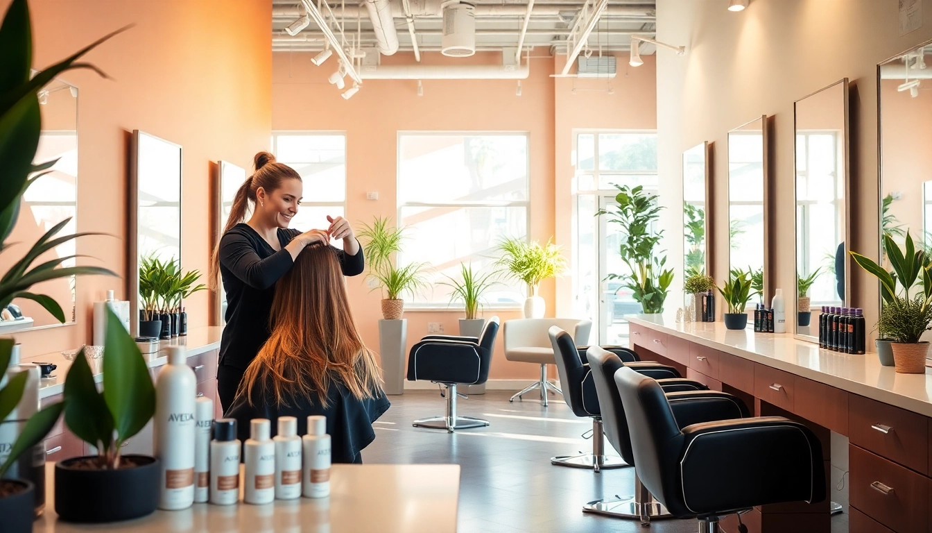 Stylish hair salon in San Diego offering exceptional hair services with natural lighting and professional stylists.
