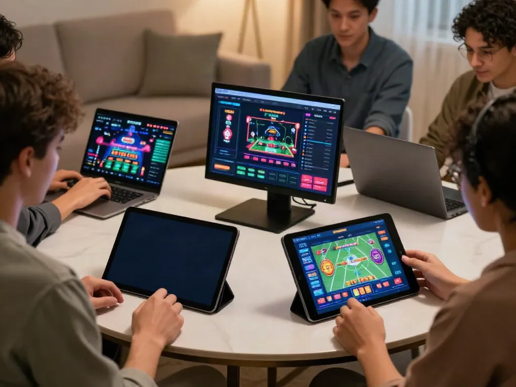 Exciting online gaming scene showcasing diverse players engaging with https://gem88.jpn.com/ on various devices.