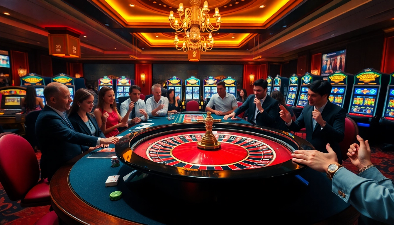 Exciting roulette game scene at RR88 casino with vibrant colors and enthusiastic players.