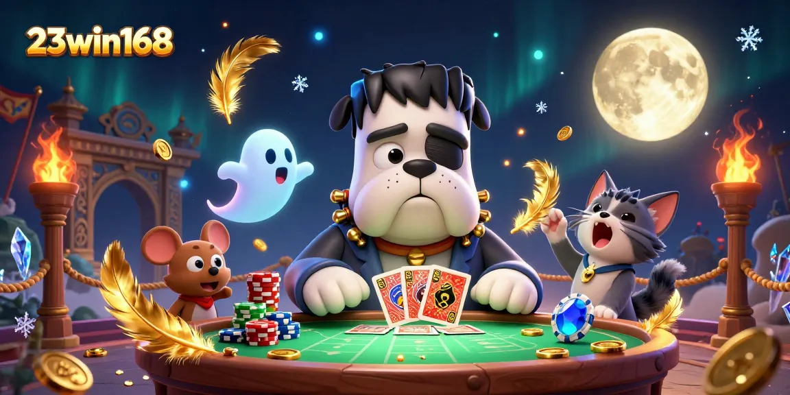 Experience the thrill of winning at 23win168 with a vivid 3D casino scene featuring engaging characters.