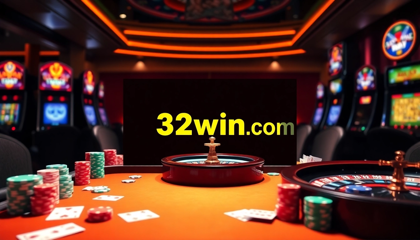 Experience the thrill of winning at 32wincasino.com with dynamic gaming tables, vibrant chips, and exciting slots.