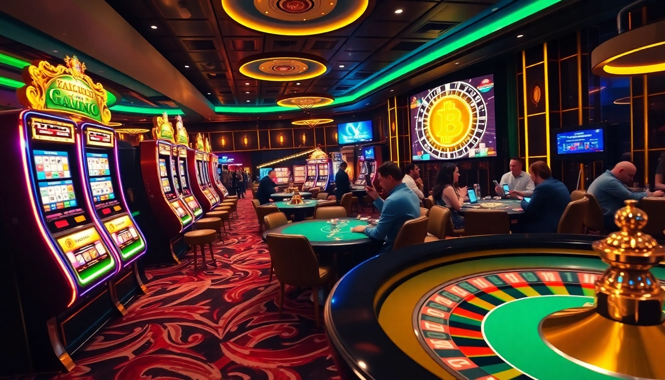 Experience the excitement of crypto online casinos with players enjoying games at vibrant casino tables.